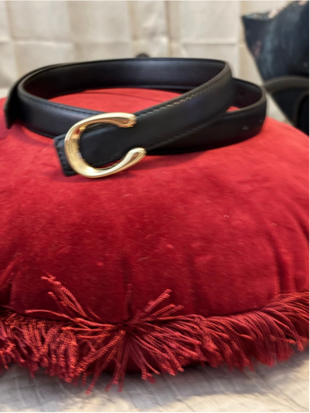 Women's Black Gold Buckle Belt (Fits like Small/Med)